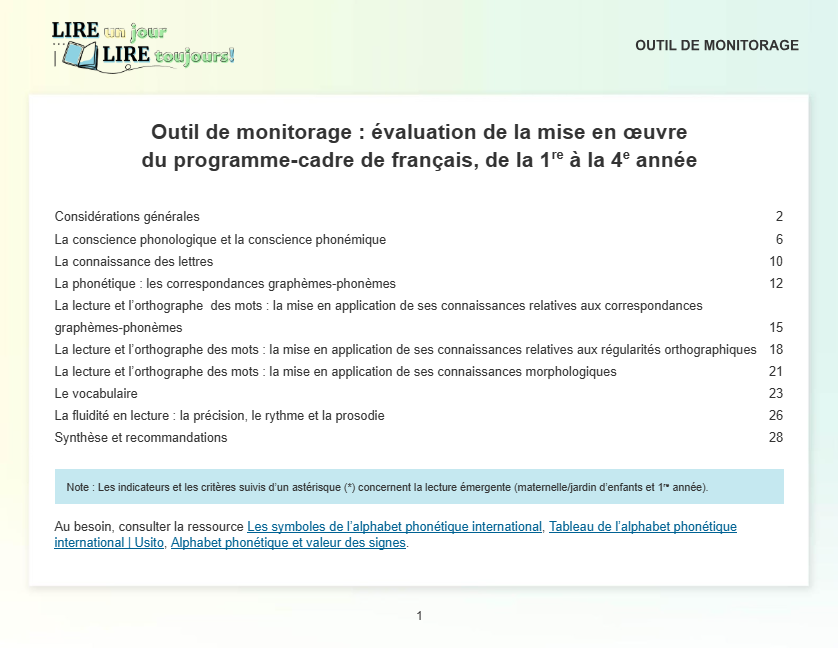 Outil de monitorage
